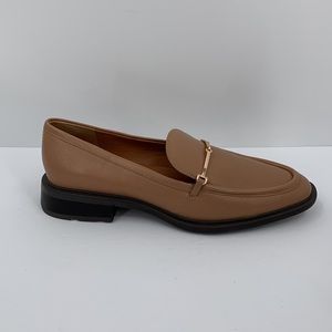 Franco Sarto Eda loafer mocha tan brown leather gold hardware shoe flat new 10